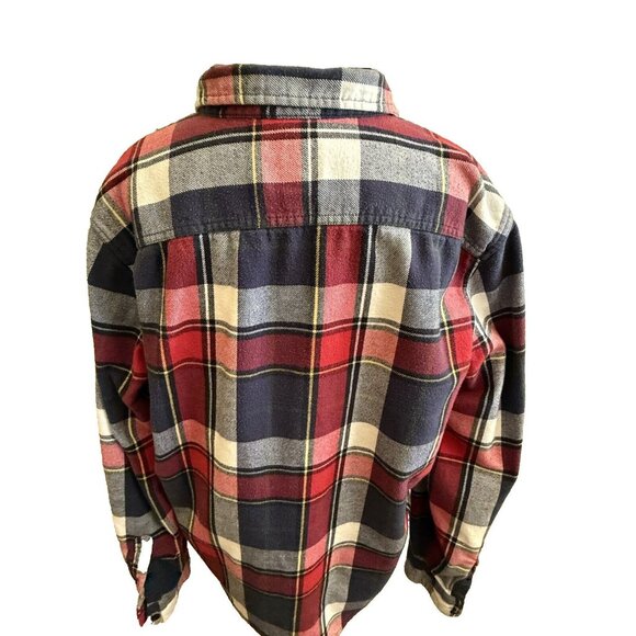 American Eagle Outfitters Mens XLT Cotton Red Blue Plaid Flannel Shirt Shacket - Picture 4 of 7